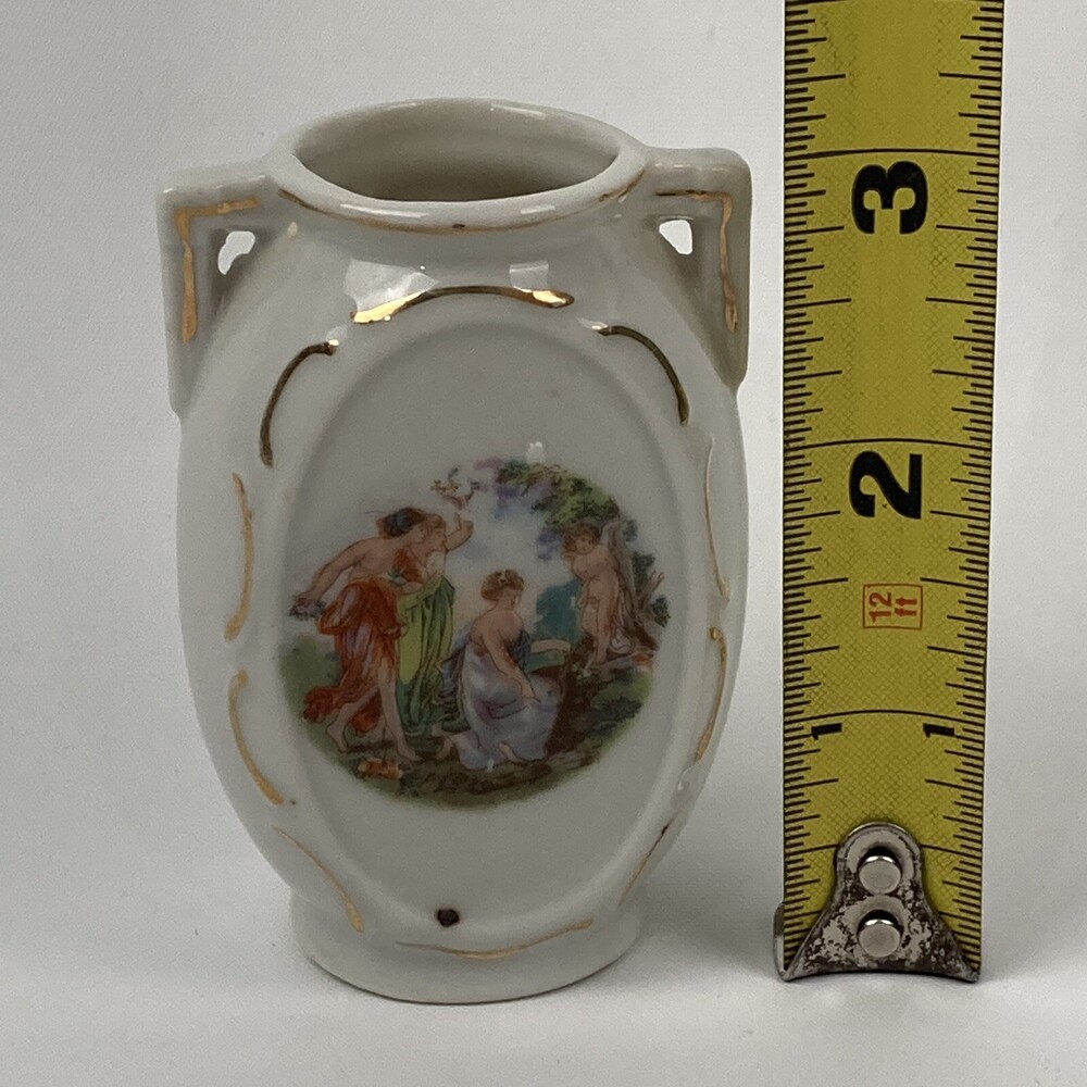 VTG 40s Handpainted Porcelain Tiny Vase Urn Mini Toothpick Holder Occupied Japan